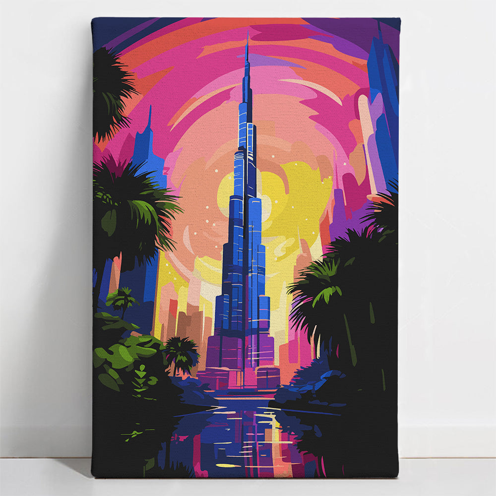 Painted_Dubai1 Burj Khalifa at Dusk - Paint By Numbers Kit