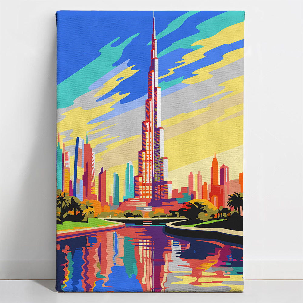 Painted_Dubai3 Glowing Burj Khalifa - Paint By Numbers Kit