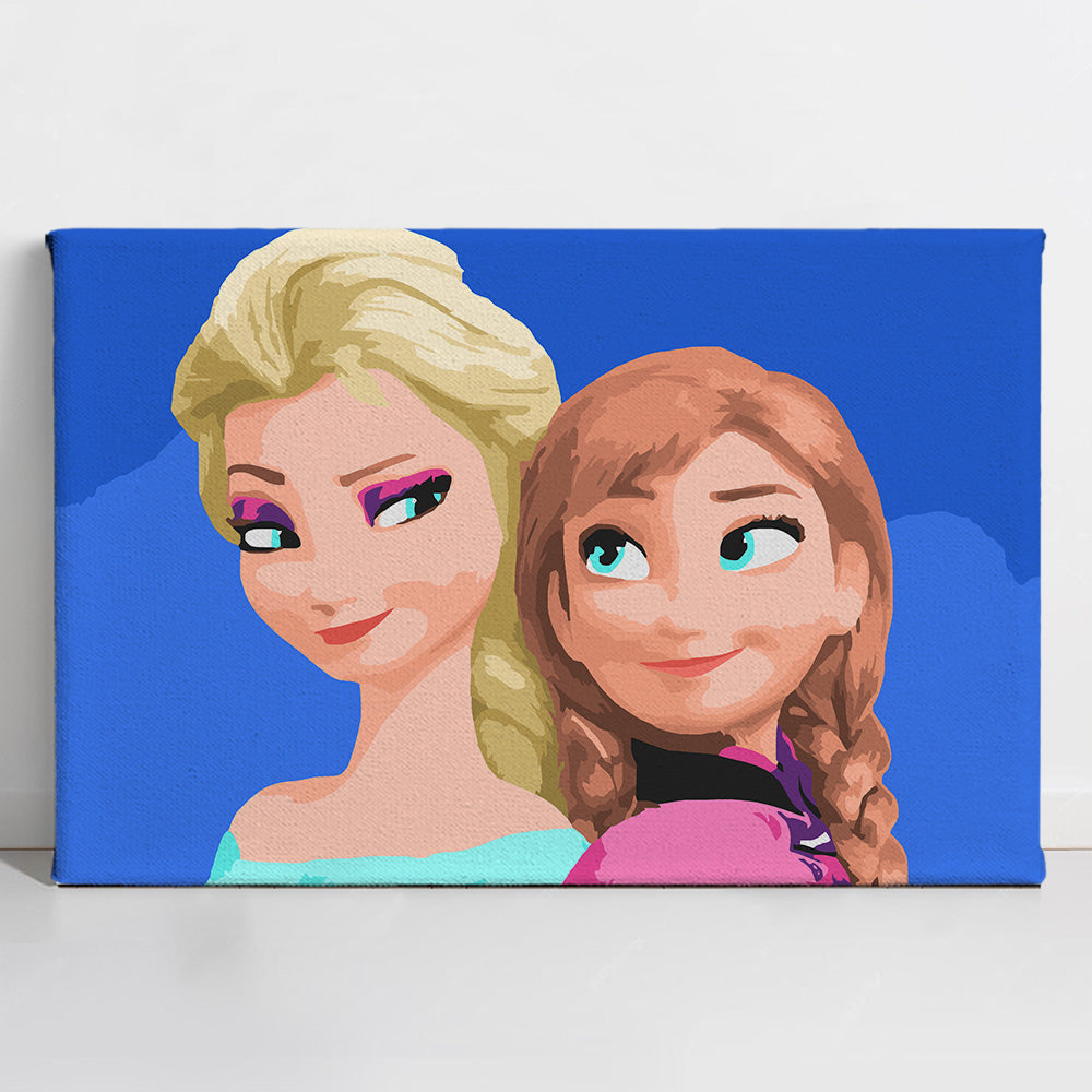 Painted_Frozen-60x40-1 Elsa and Anna - Kids Paint By Numbers Kit