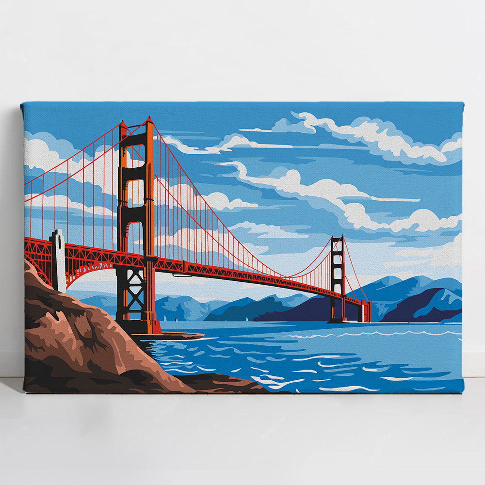Painted_GoldenGate3 Golden Gate Bridge - Paint By Numbers Kit