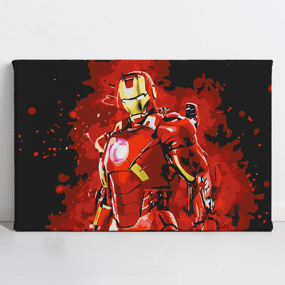 Painted_IronMan-60x40-1 Iron Man - Kids Paint By Numbers Kit
