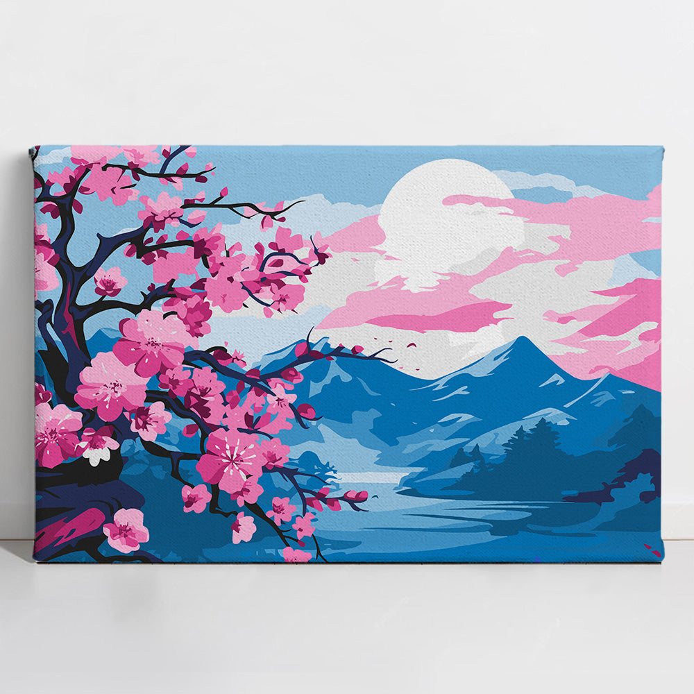 Painted_Nature11new-blue Majestic Mountains Blossom - Paint By Numbers Kit