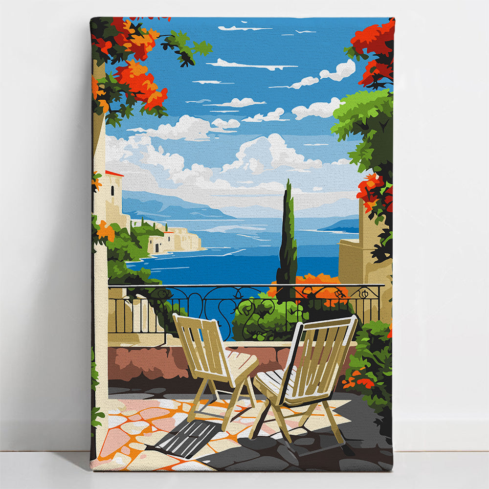 Painted_Nature16 Calming Balcony Lakeview - Paint By Numbers Kit