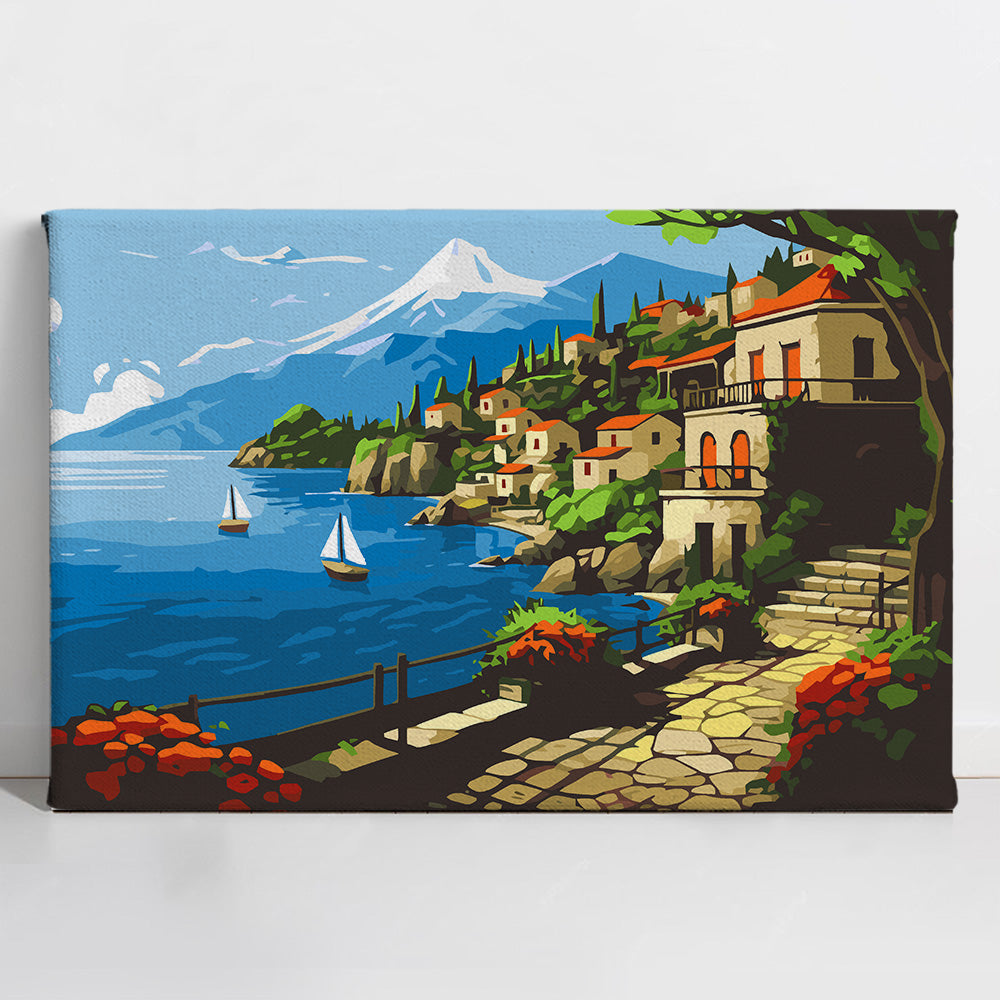 Painted_Nature2 Lakeside Village - Paint By Numbers Kit