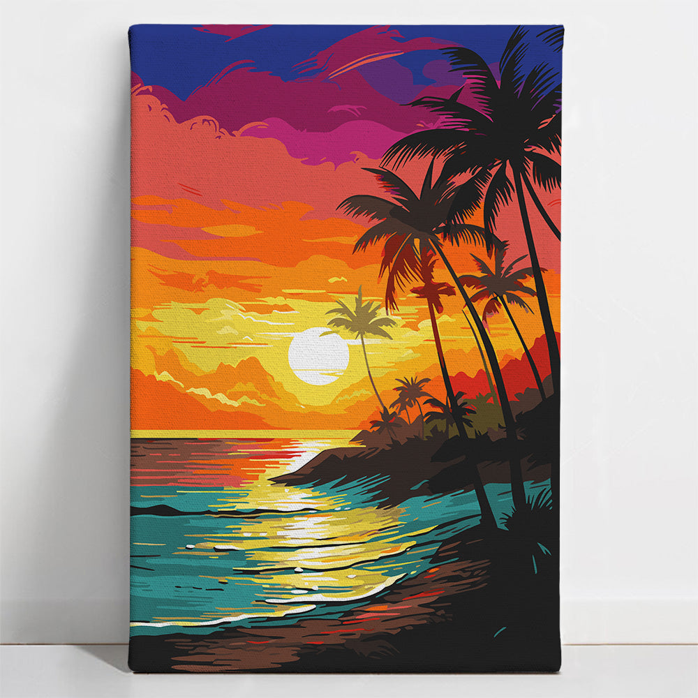 Painted_Nature7 Tropical Sunset - Paint By Numbers Kit