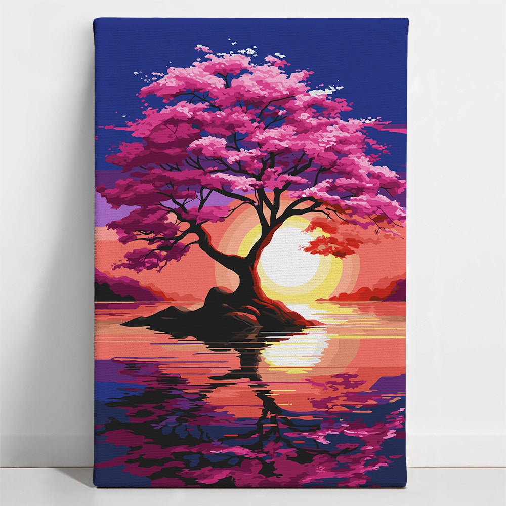 Painted_Nature9 Pink Horizon Sunset - Paint By Numbers Kit