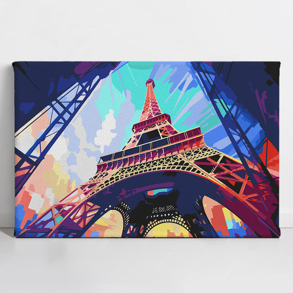 Painted_Paris1 Peaking Eiffel Tower - Paint By Numbers Kit