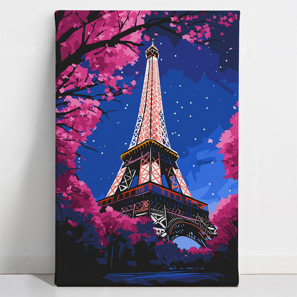 Painted_Paris3 Eiffel Tower at Night - Paint By Numbers Kit