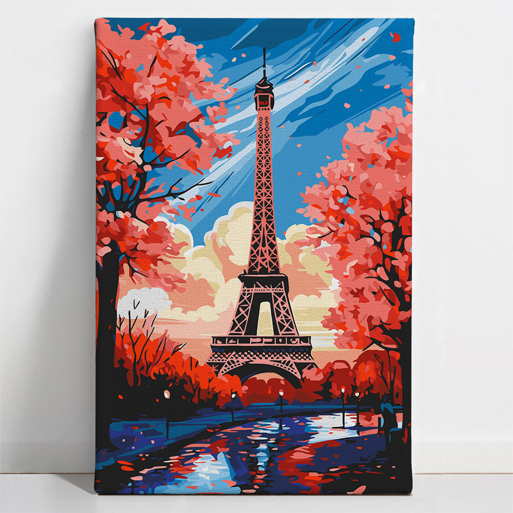 Painted_Paris4 Eiffel Tower Blossom - Paint By Numbers Kit