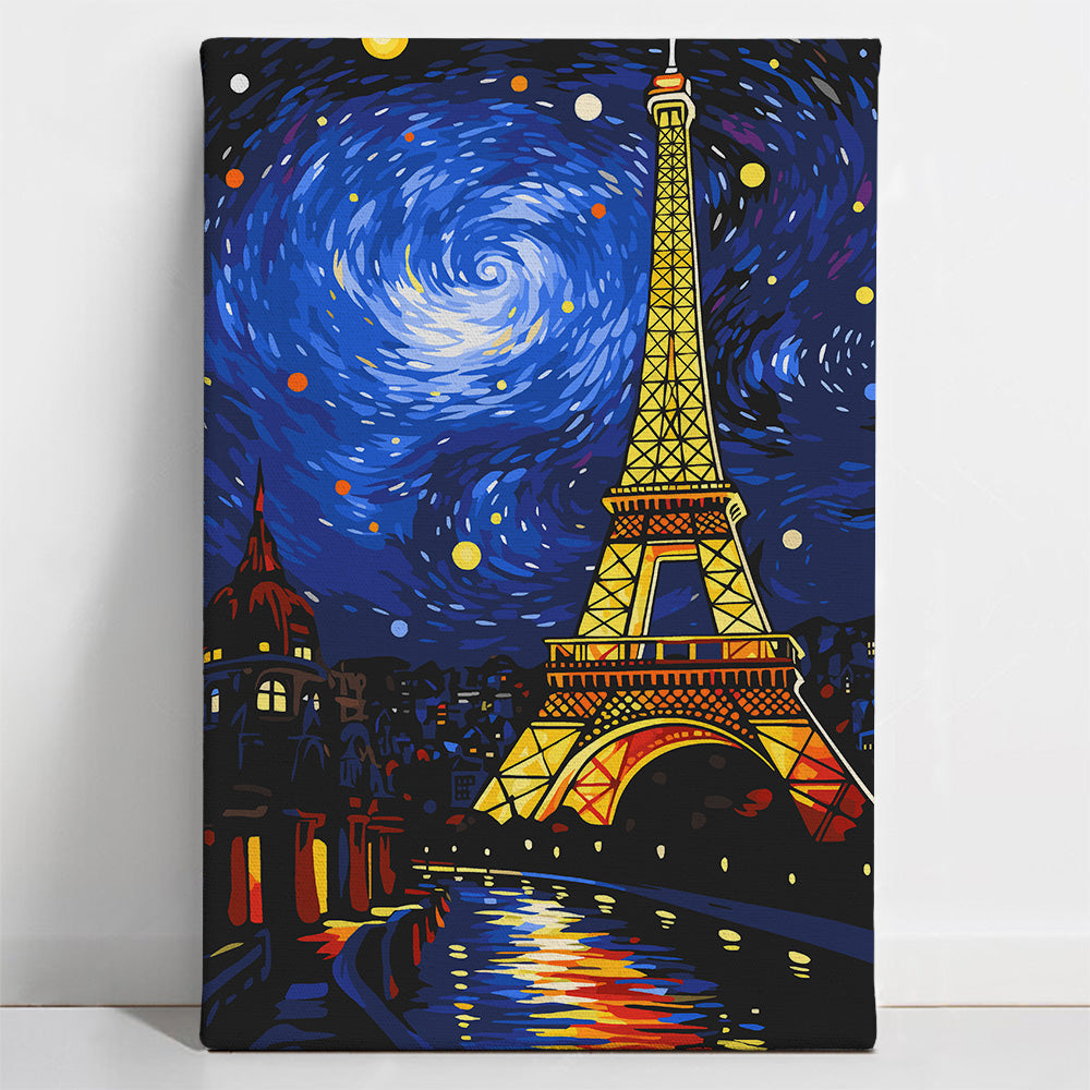 Painted_Paris5 Starry Eiffel Tower - Paint By Numbers Kit