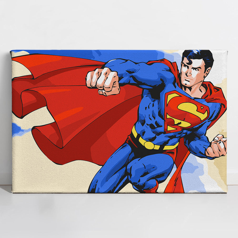 Painted_Superman-60x40-1 Superman - Kids Paint By Numbers Kit