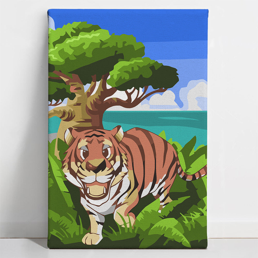 Painted_Tiger-60x40-1 Happy Tiger - Kids Paint By Numbers Kit