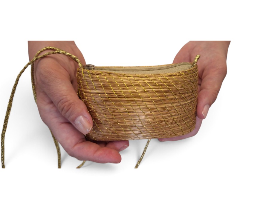 Party-pouch-02-1.jpg Capim Dourado Rectangular Party Pouch, Gold - Image 1