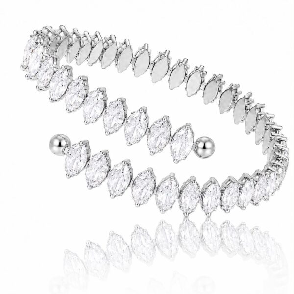 Shiny Luxurious Double Layer Elastic Tennis Bracelet White