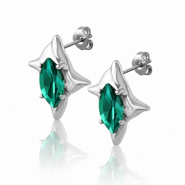 Medieval Green Stone Stud Earrings