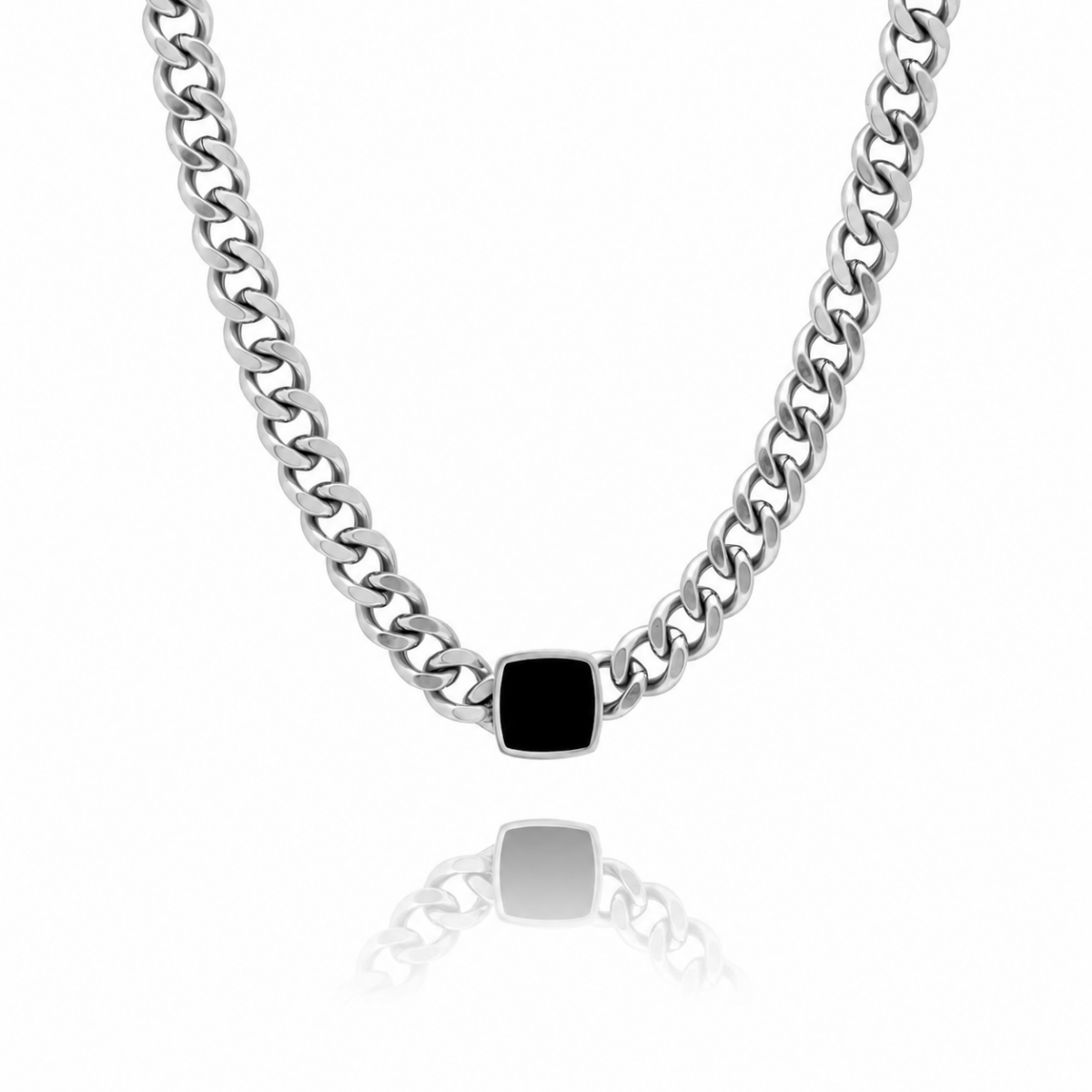 S-N-032 The Black Stone Chain Necklace