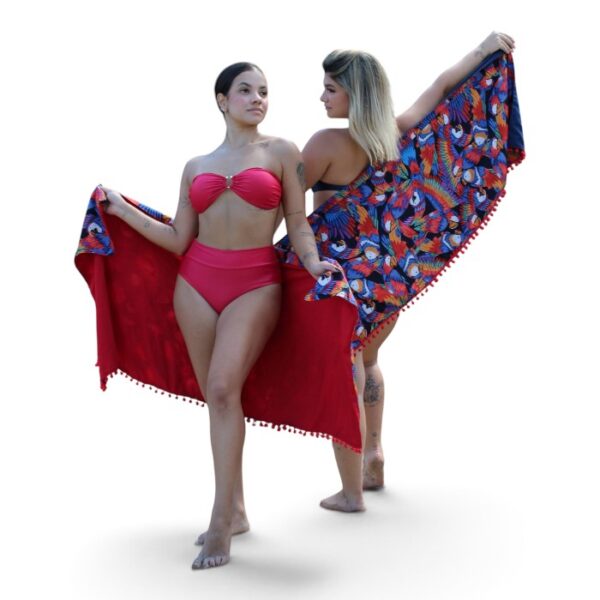 Long Double-Sided Sarong, Navy Red