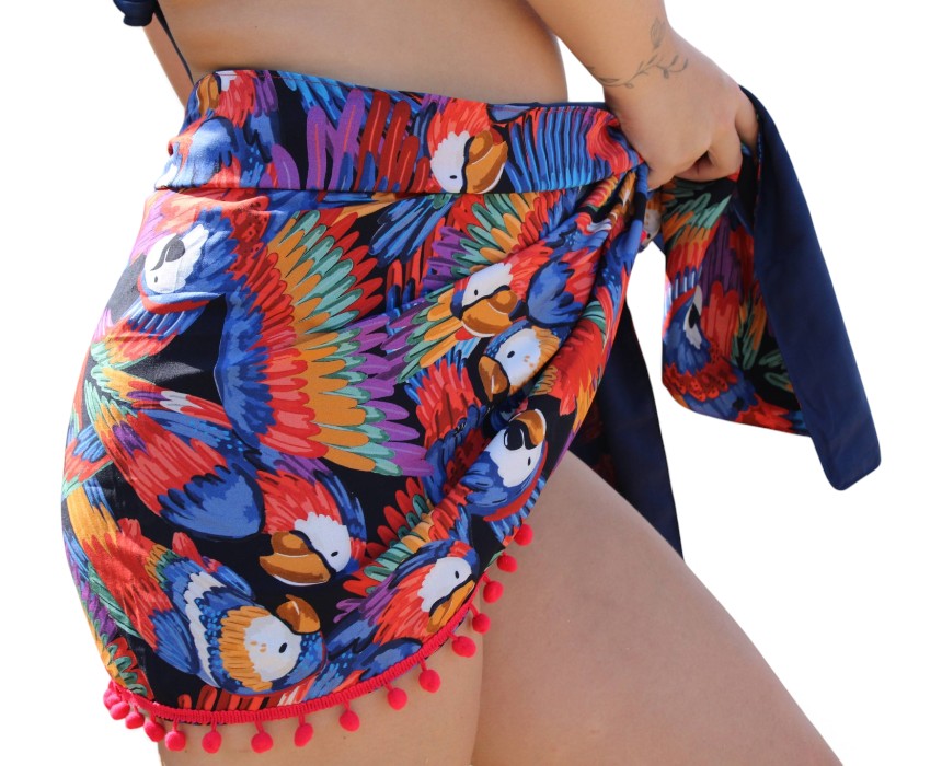 Sarong-short-1.jpg Short Double-Sided Sarong, Navy Red - Image 1