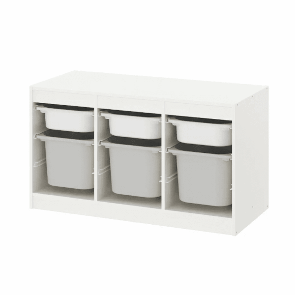 IKEA Storage combination with boxes, white, 99x44x56 cm