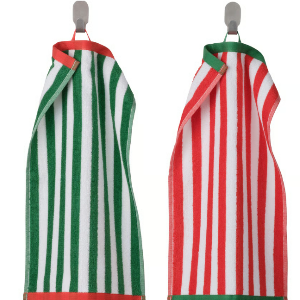 IKEA SLÅNHÖSTMAL Guest towel, green/white/red, 30x50 cm