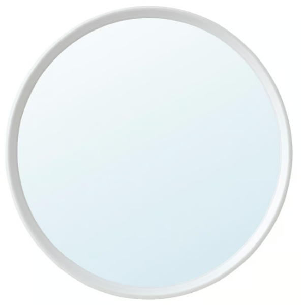 IKEA HÄNGIG Mirror, white/round, 26 cm