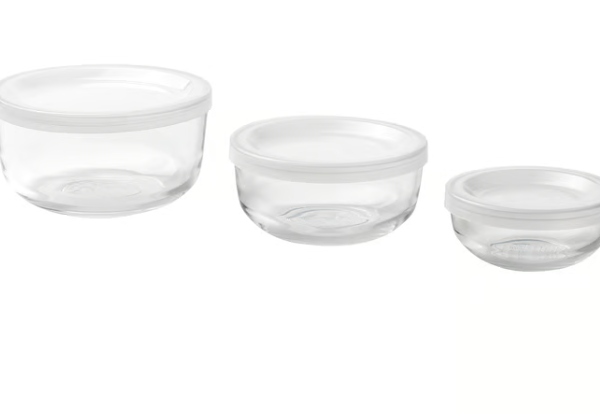 IKEA BESTÄMMA Food container with lid, set of 3, glass