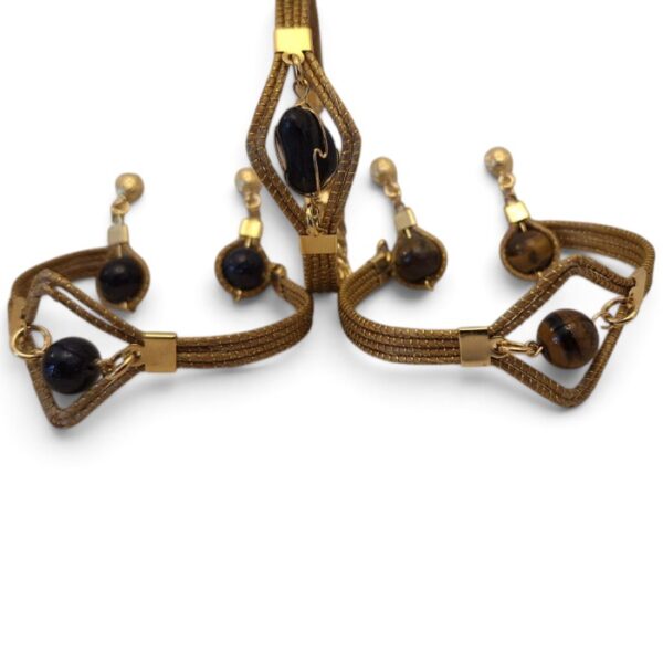Bracelet and Earring Set with Brazilian Stone, Multicolor