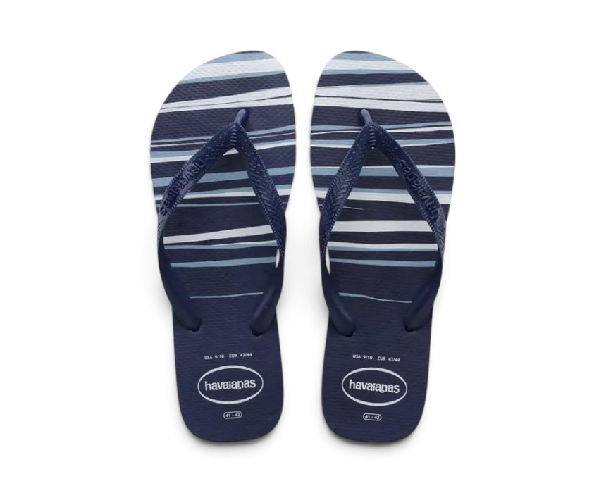 Top-basic-azul-marinho-1.jpg Navy and White Flip Flops, Women - Image 1