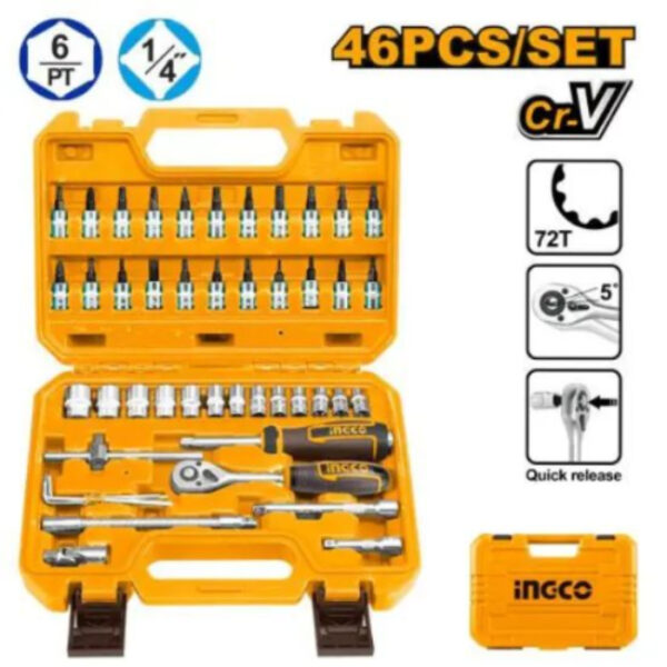 46Pc 1/4 Socket Set INGCO