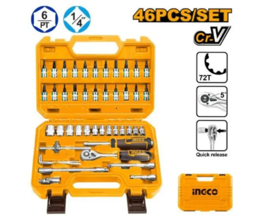 Untitled Project (18) 46Pc 1/4 Socket Set INGCO - Image 1