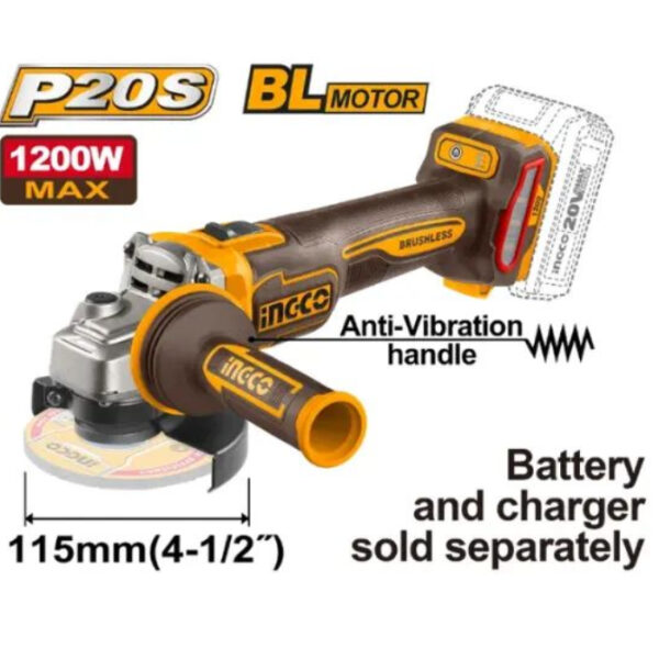20V Brushless Cordless Angle Grinder