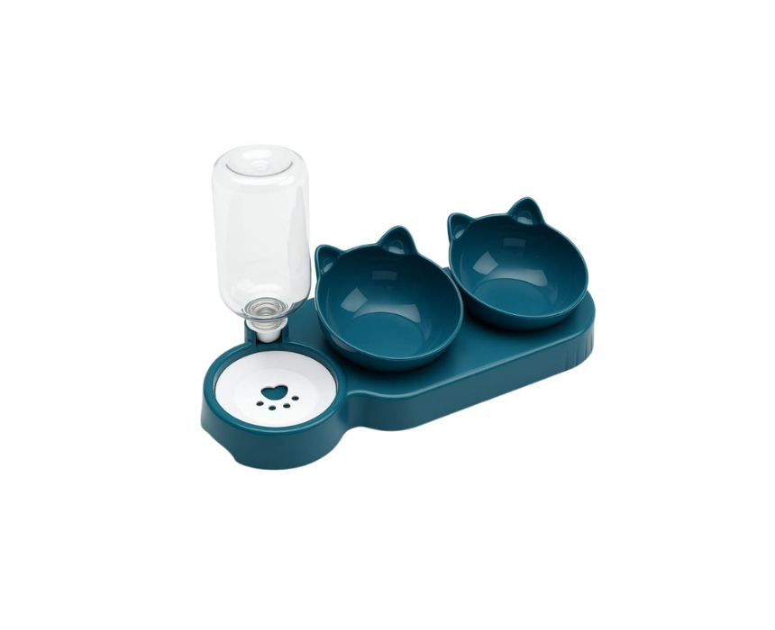 Untitled design All Four Paws Double Cat Bowl With Water Bottle - Image 1