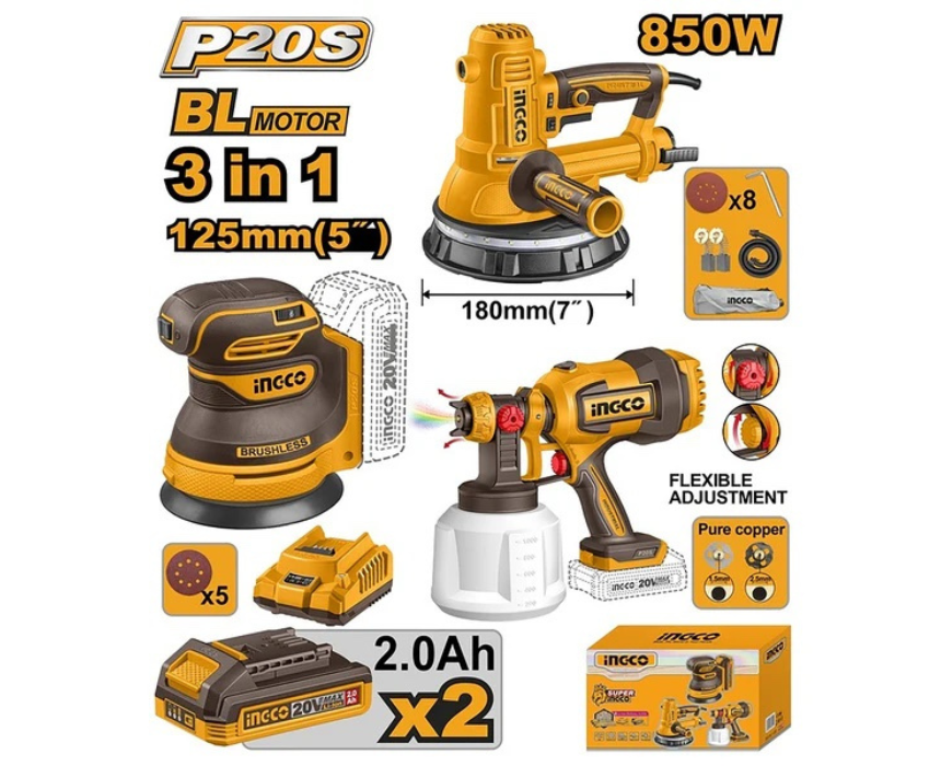 Untitled design (34) Cordless Sander Spray Kit INGCO - Image 1