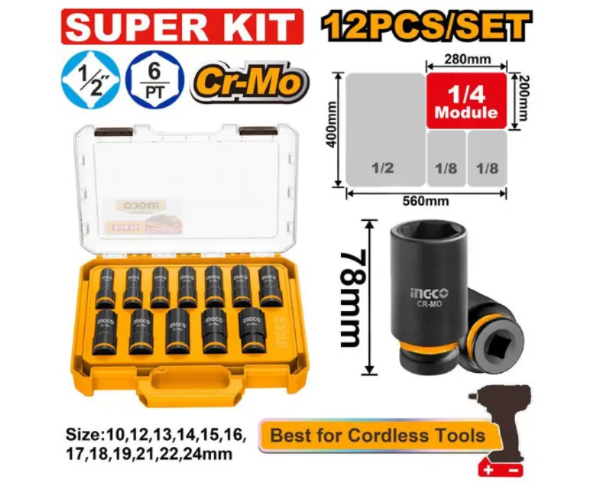 Untitled design (54) Deep Impact Socket Set INGCO - Image 1