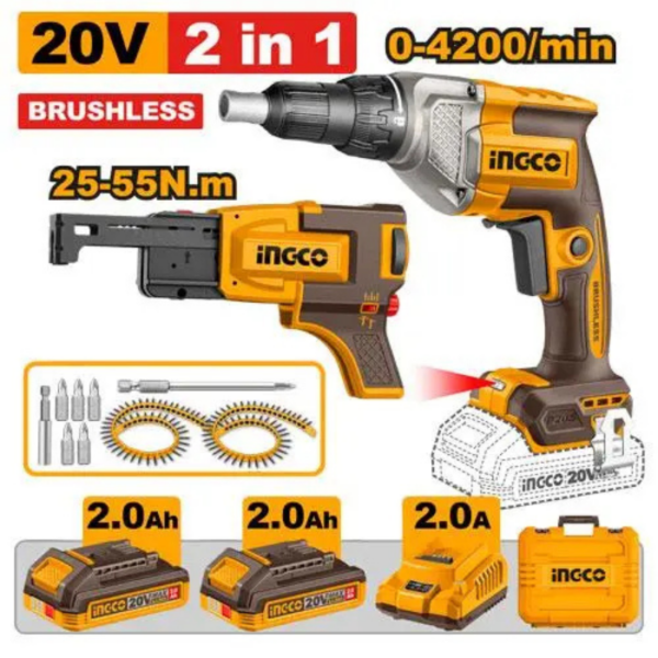 Cordless Drywall Screwdriver Kit INGCO