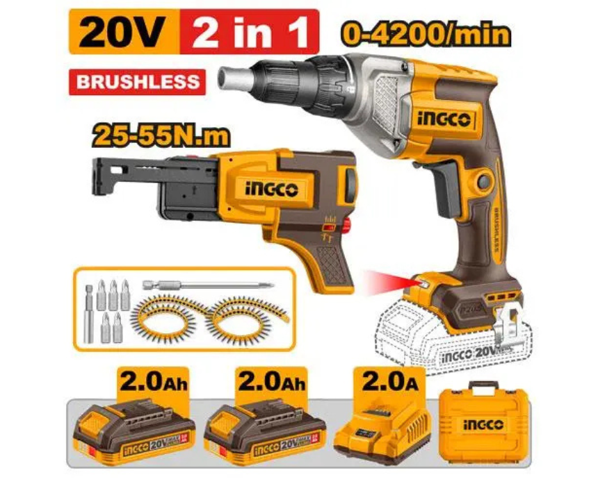Untitled design (57) Cordless Drywall Screwdriver Kit INGCO - Image 1