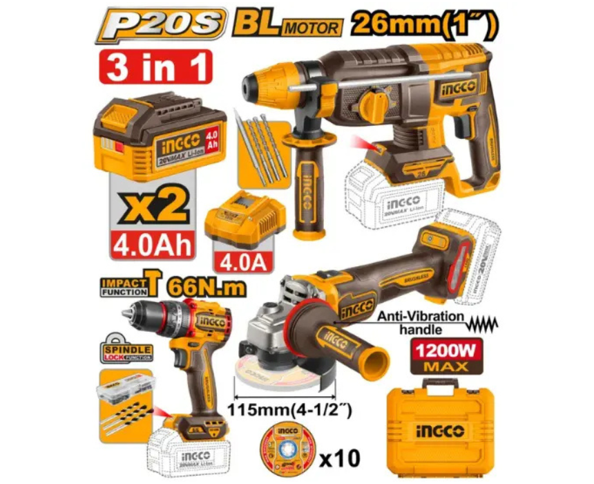 Untitled design (95) Cordless Tool Combo Kit INGCO - Image 1