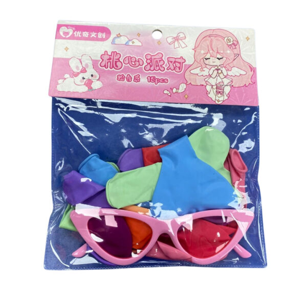 Heart-Shaped Pink Sunglasses with Balloons