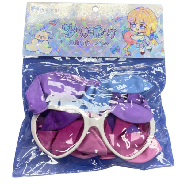 Heart-Shaped White Sunglasses Colorful Balloons