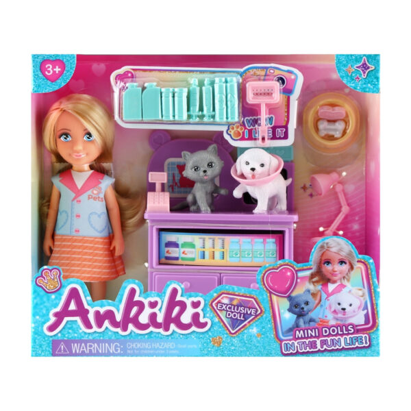 Ankiki 5-Inch Doll with Pet Care Playset