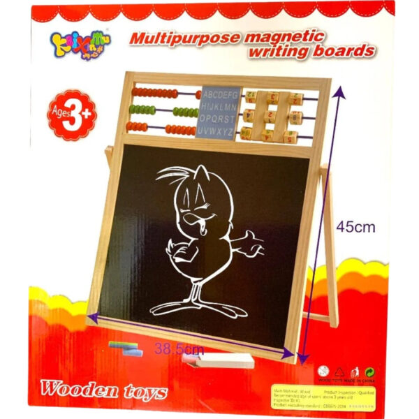 2-in-1 Wooden Easel Board with Abacus – 45cm
