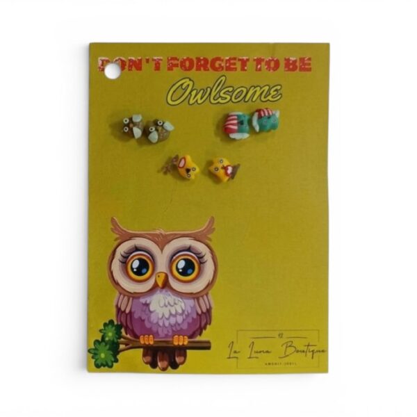 Owl Cartoon Earring Set