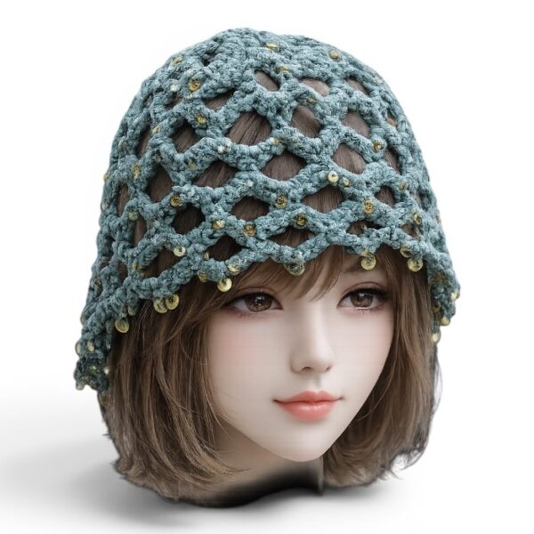 Women's Sage Green Crochet Cap