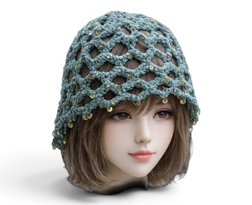 WhatsApp Image 2026-07-23 at 2.35.14 PM (2) Women's Sage Green Crochet Cap - Image 1