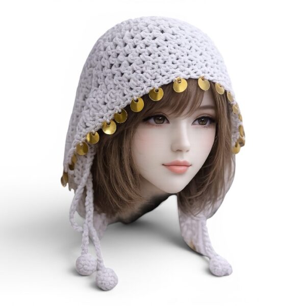 White Women's Crochet Head Scarf