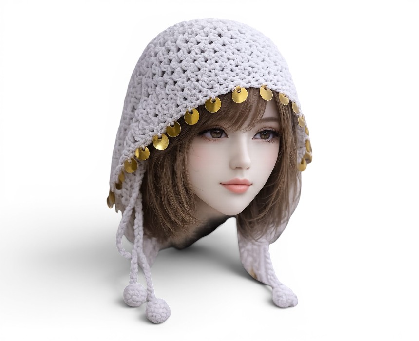 WhatsApp Image 2026-07-23 at 2.35.15 PM (1) White Women's Crochet Head Scarf - Image 1