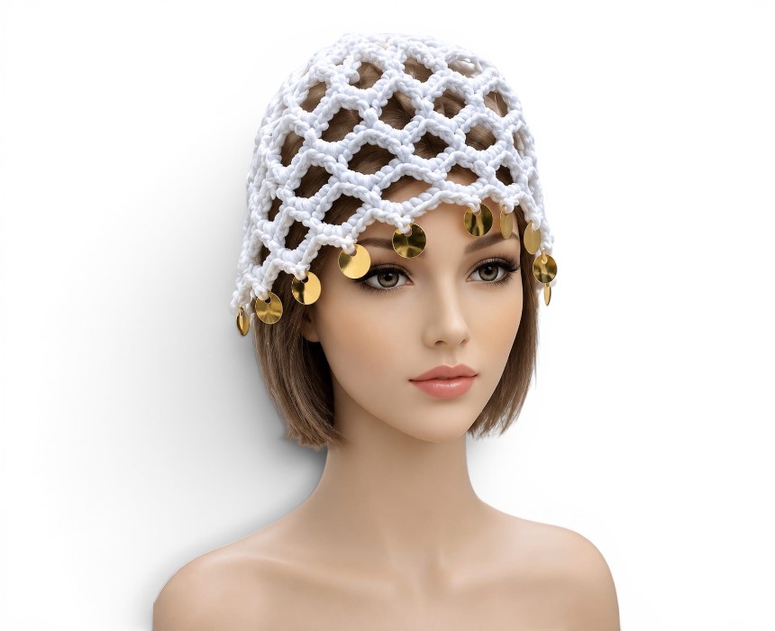 WhatsApp Image 2026-07-23 at 2.35.15 PM White Women's Crochet Cap - Image 1