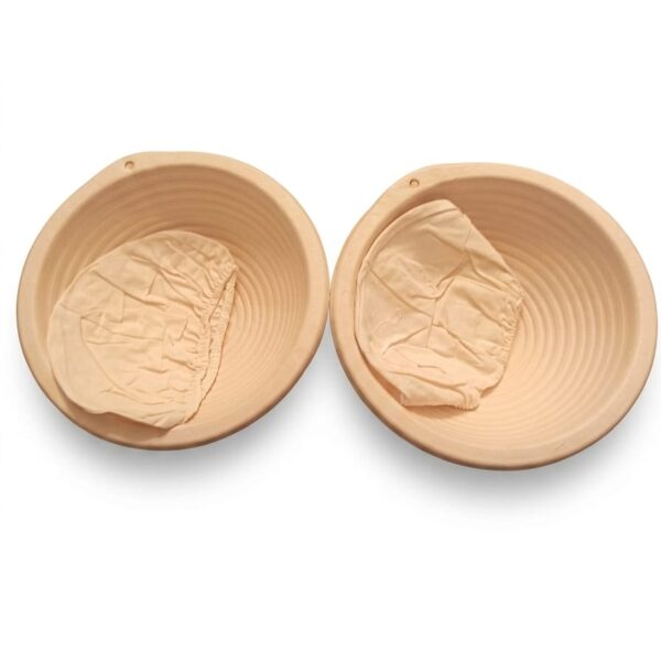 2 x Round Pulp Banneton 23x23x8 cm with cotton Liner