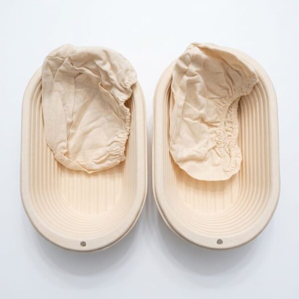 2 X Oval Pulp Bannetons 23x14x8 cm with cotton liner