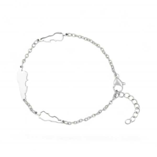 Lebanon Map Bracelet — Silver Stainless Steel